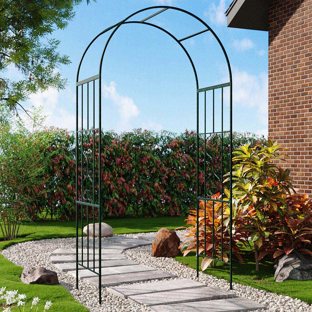 Living and Home Black Garden Metal Arch with Heart Detailing and Curved Top Image 7