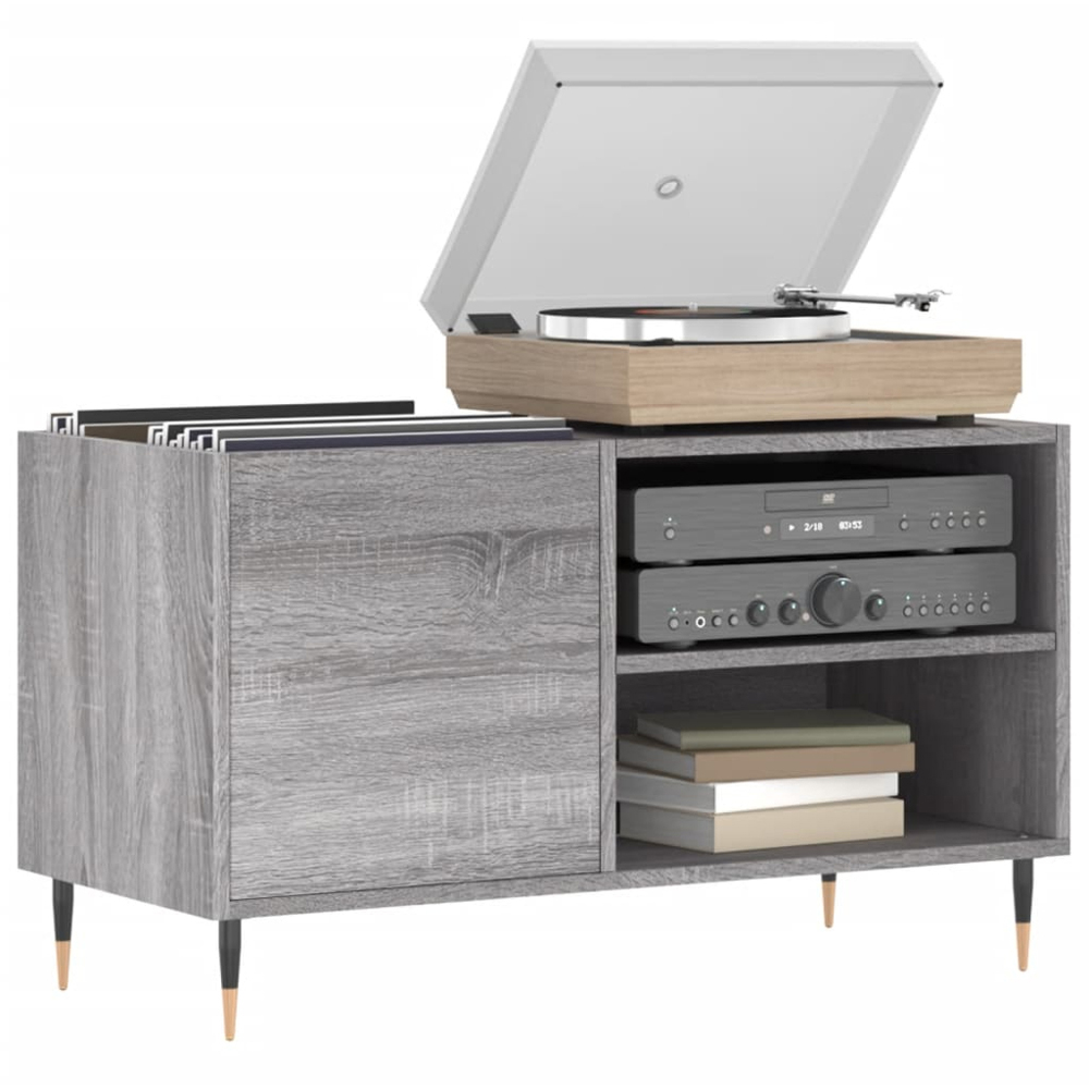 vidaXL 2 Shelf Grey Sonoma Record Cabinet Image 3