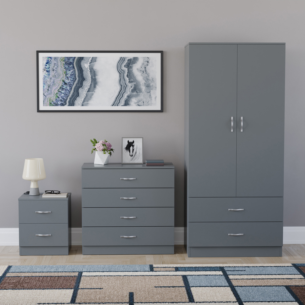 VIDA DESIGNS Riano Grey 3 Piece Bedroom Furniture Set Image 2