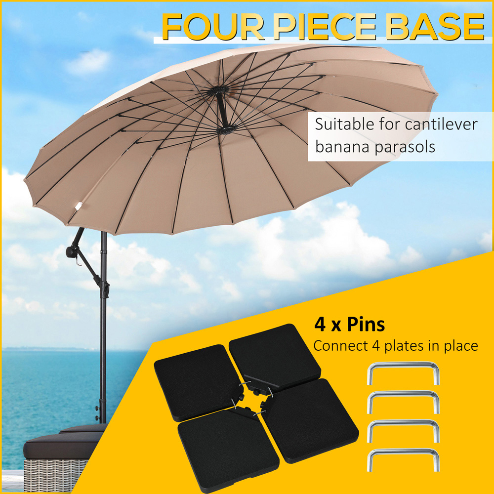 Outsunny Set of 4 Black Cantilever Parasol Base Image 6