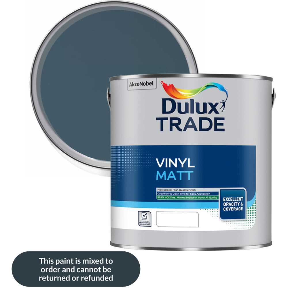 Dulux Trade Midnight Teal Walls and Ceilings Vinyl Matt Paint 2.5L Image 1