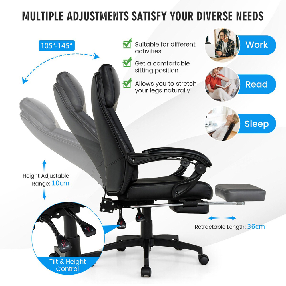 Costway Black Ergonomic Executive Office Chair with Headrest Image 5