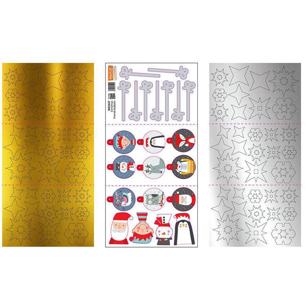 Walplus Golden and Silver Snowflakes Christmas Friends Self Adhesive Wall Stickers 133 Piece Image 4