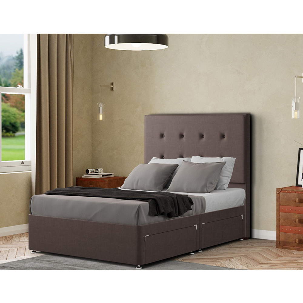 Portland Darlington King Size Slate Malham Weave Divan Bed with 2 Drawers and Headboard Image 3