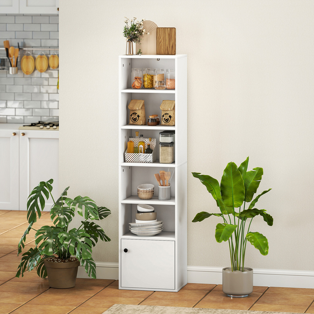 Portland 6 Shelf White Adjustable Tall Bookcase Image 4