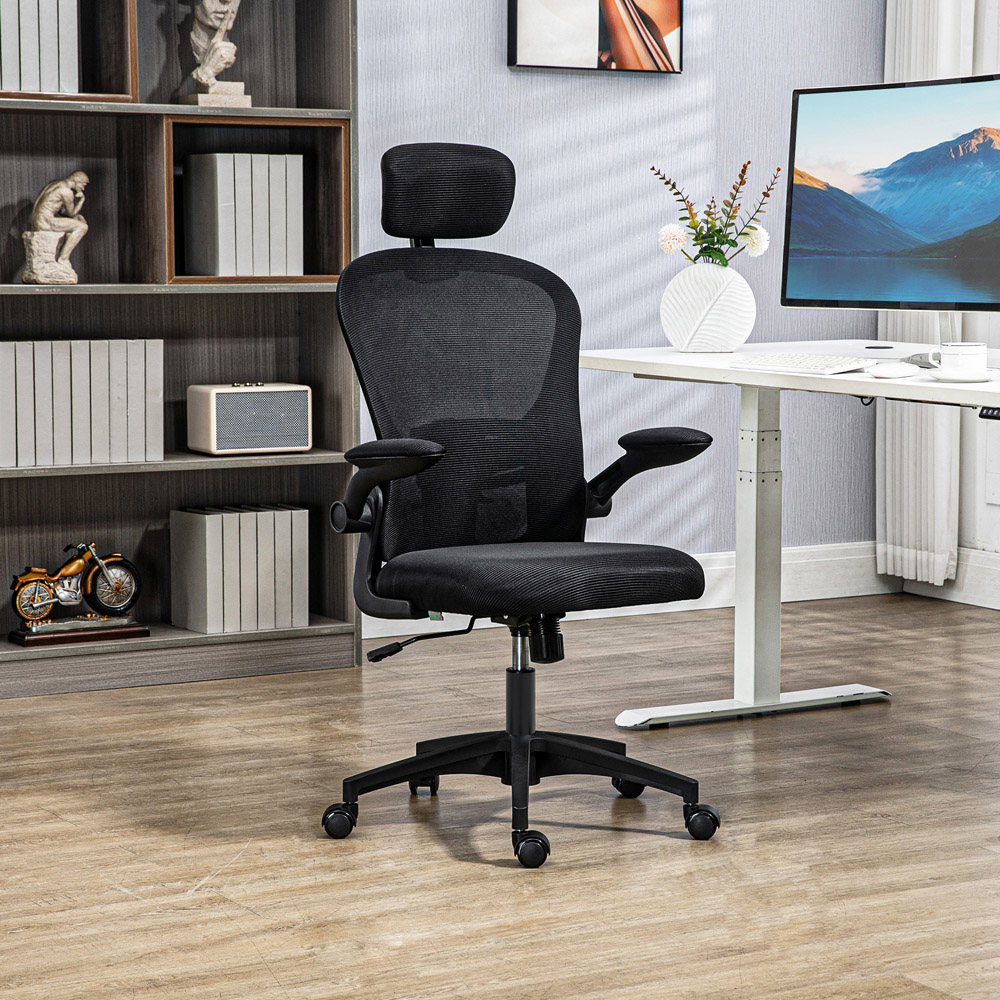 Vinsetto Black Ergonomic Mesh Office Chair with Headrest Image 4