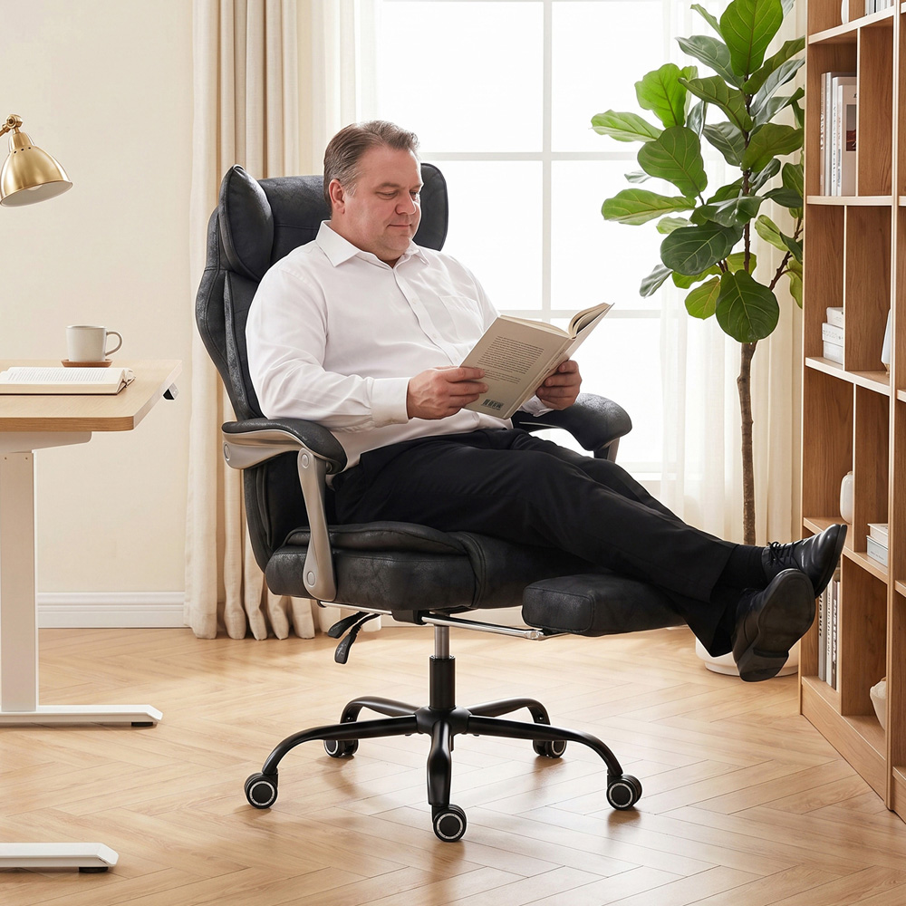HOMCOM Black Big and Tall Office Chair with Lumbar Support Image 3