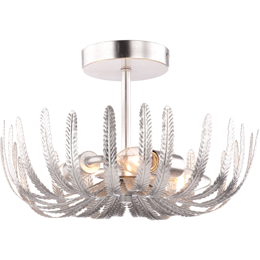 Happy Homewares Silver Foil Semi Flush Ceiling Light with Fern Stems Image 6