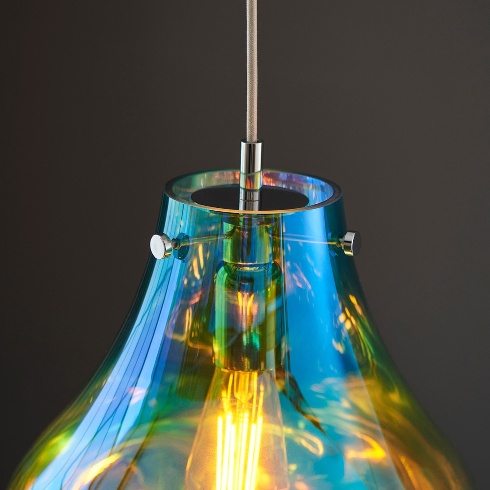 Merano Perugia Metallic Glass Petrol Pendant Ceiling Lamp Image 4
