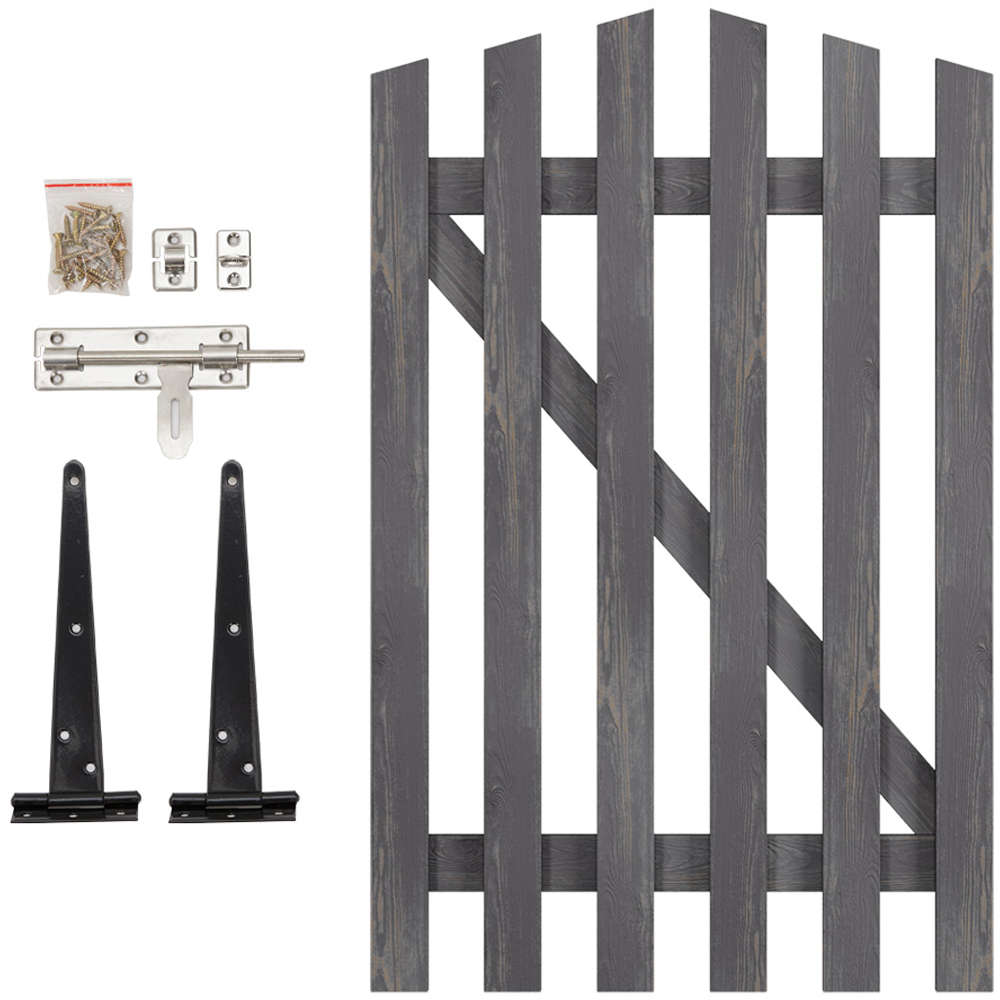 Outdoor Minimalist Grey Wooden Fence Gate 120 x 76 x 2.5cm Image 5
