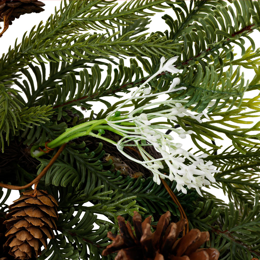 Charles Bentley Green Christmas Wreath with Pinecones 60cm Image 4