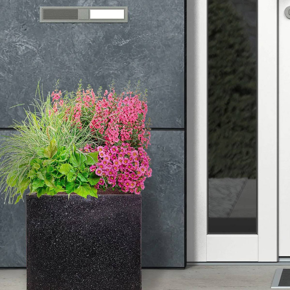wilko Flower Box Black Terazzo Light Concrete Outdoor Planter 50cm Image 3