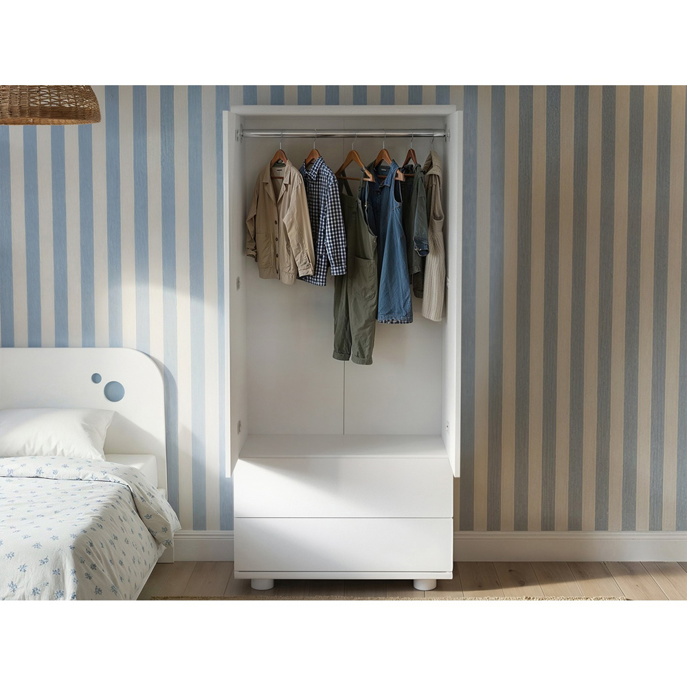 Flair Livana 2 Door 2 Drawer White Wardrobe Image 6