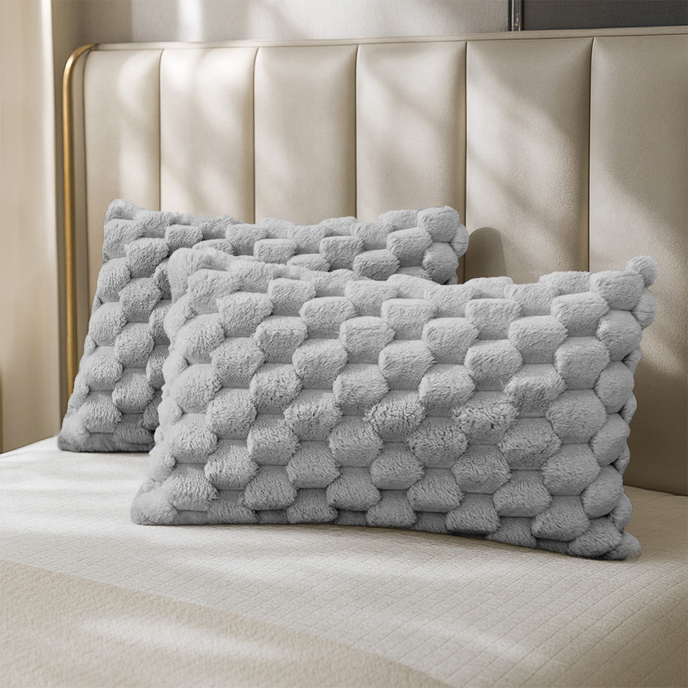 Velosso Silver Chunky Popcorn Pillowcase 2 Pack Image 2