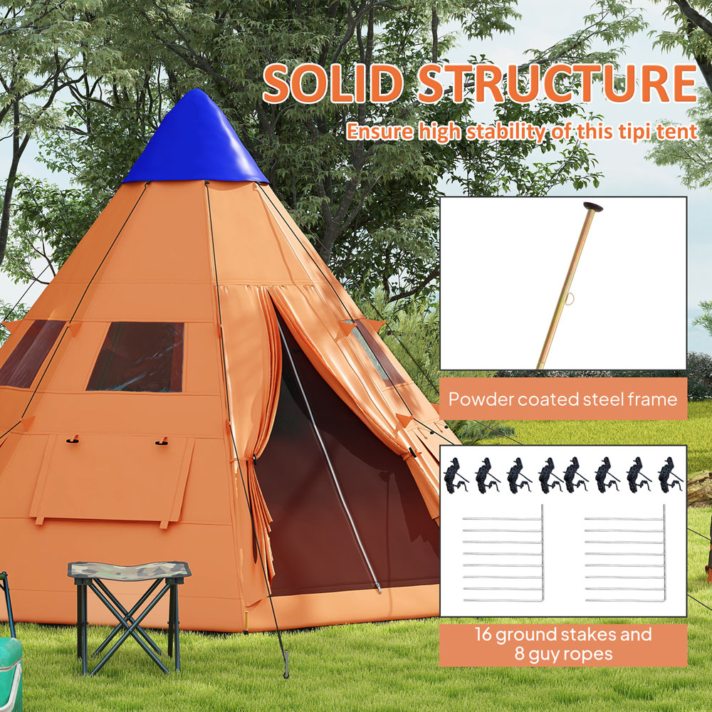 Outsunny 6-7 Person Camping Tent Orange Image 7