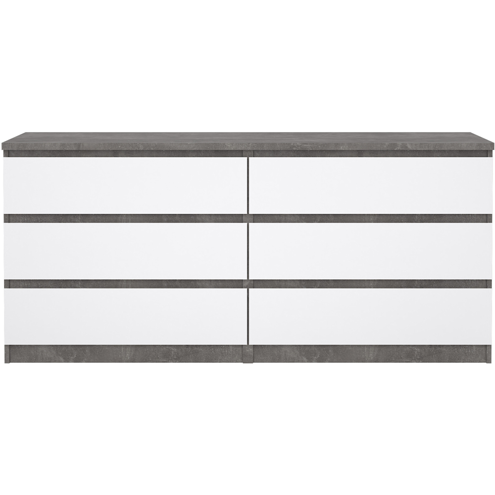 Florence 6 Drawer Concrete and White High Gloss Wide Chest of Drawers Image 3