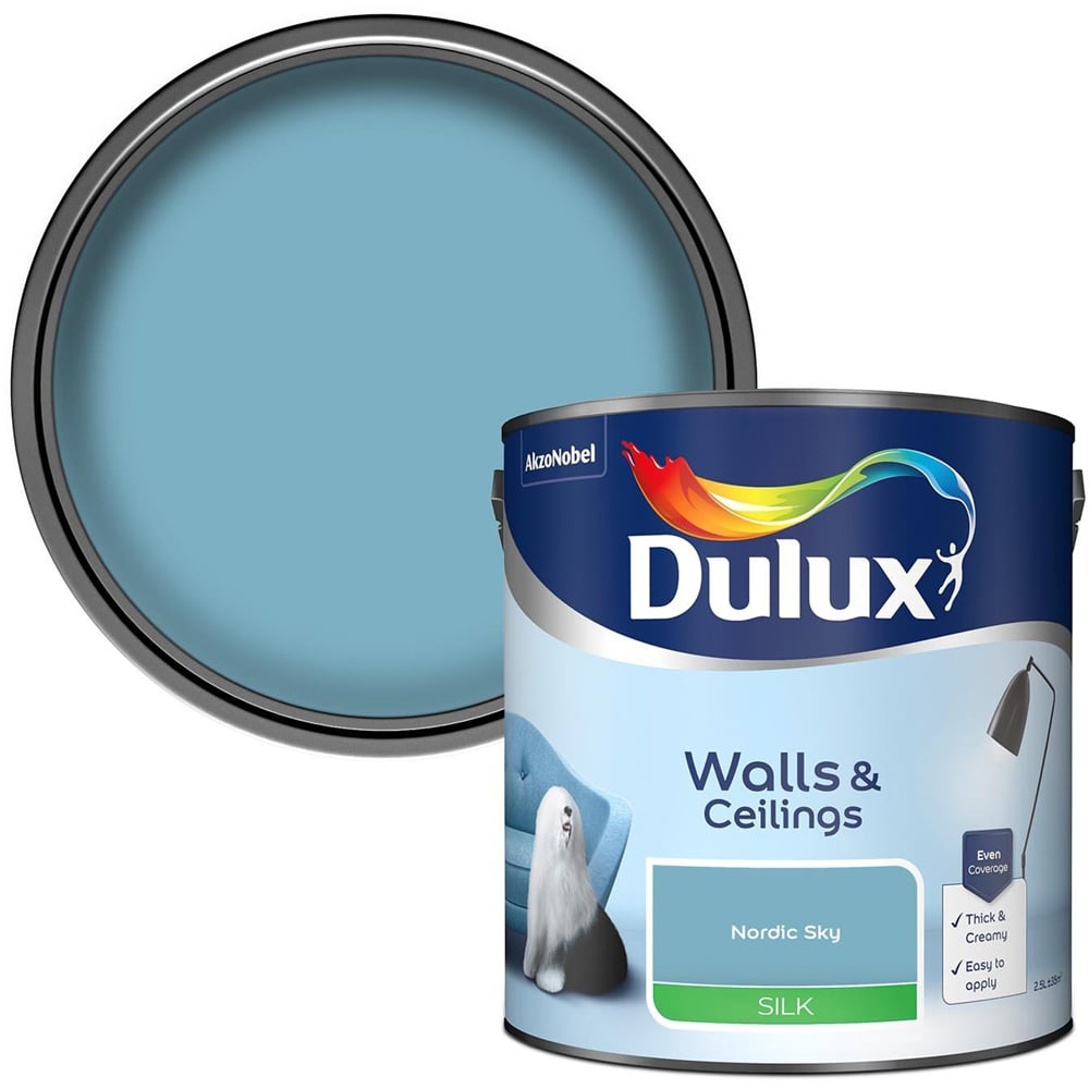 Dulux Walls & Ceilings Nordic Sky Silk Emulsion Paint 2.5L Image 1