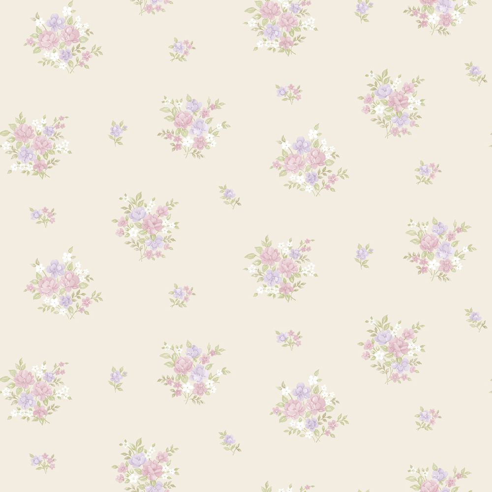 Galerie Country Cottage Floral Pink and Lilac Wallpaper Image