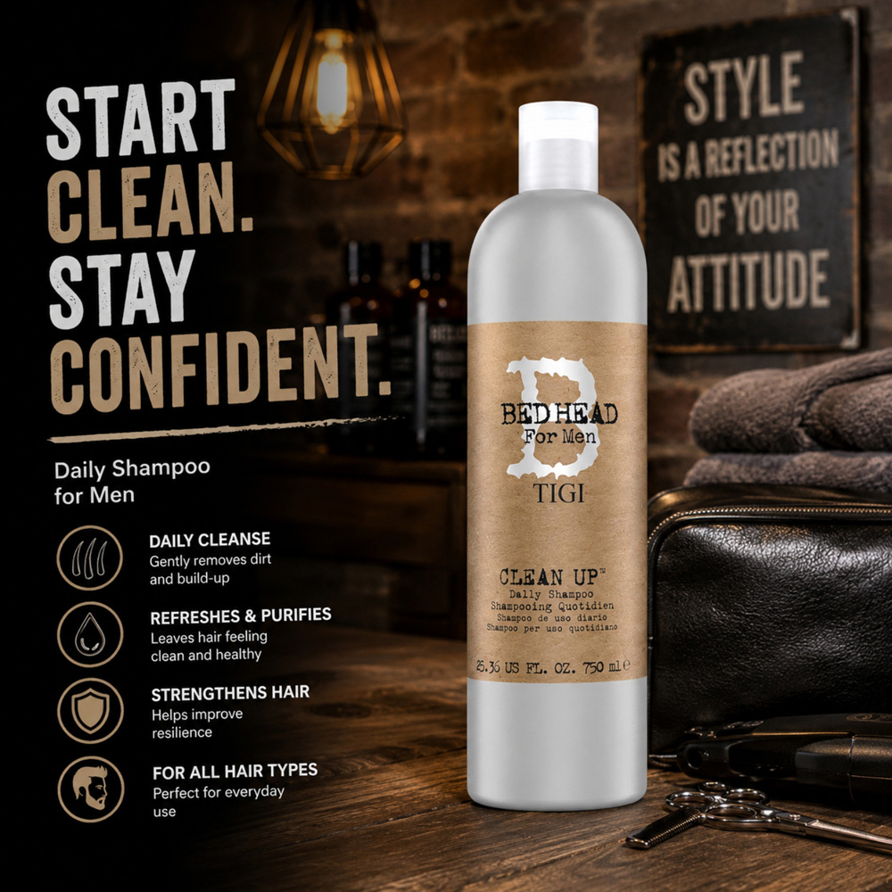 TIGI Bed Head Clean Up Mens Normal Hair Daily Shampoo 750ml 3 Pack Image 7