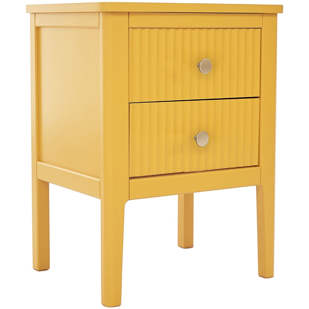 Bellaria 2 Drawer Mustard Bedside Table Image 2
