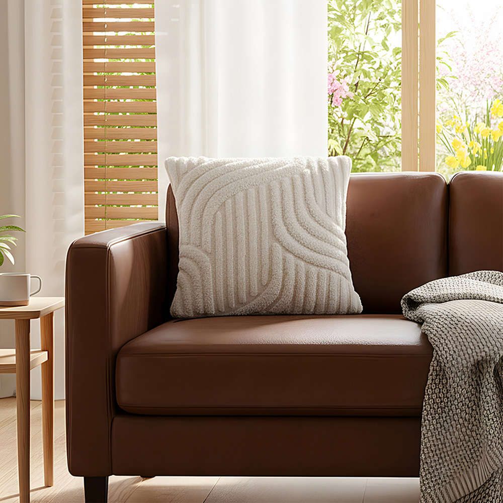 Living and Home Beige Minimalist Wavy Geometric Plush Throw Pillow Cover 45 x 45cm Image 7