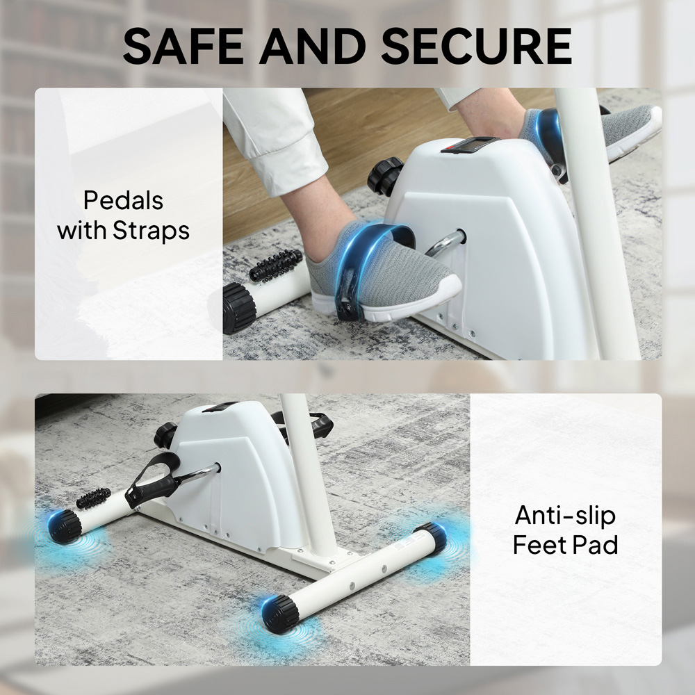 SPORTNOW White Seated Pedal Exerciser with Dual Massage and LCD Display Image 4