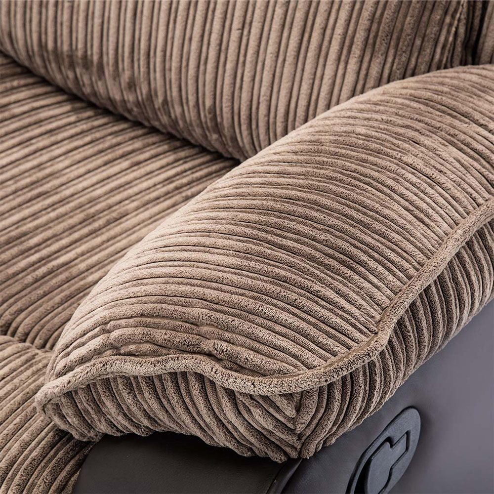 Furniture Online Postana 3 Seater Brown High Back Jumbo Cord Manual Recliner Sofa Image 6