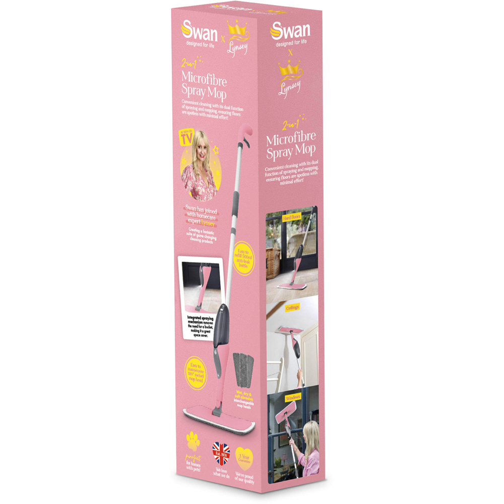 Swan Lynsey 2-in-1 Pink Microfibre Spray Mop Image 2