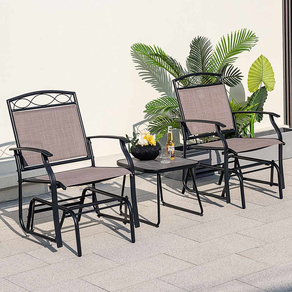 Costway 2 Seater Glider Bistro Set Brown Image 4