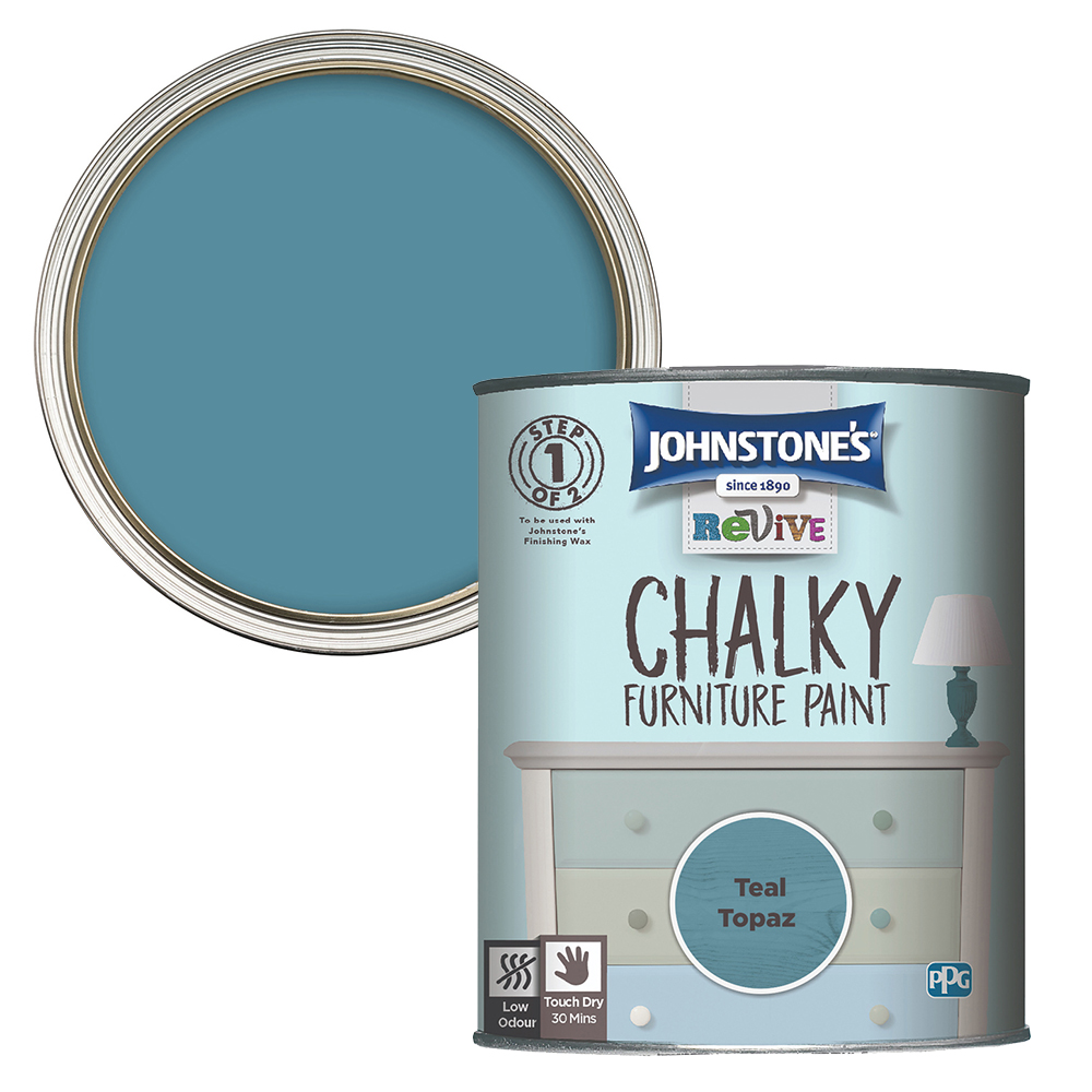Johnstone's Teal Topaz Chalky Furniture Paint 750ml Image 1