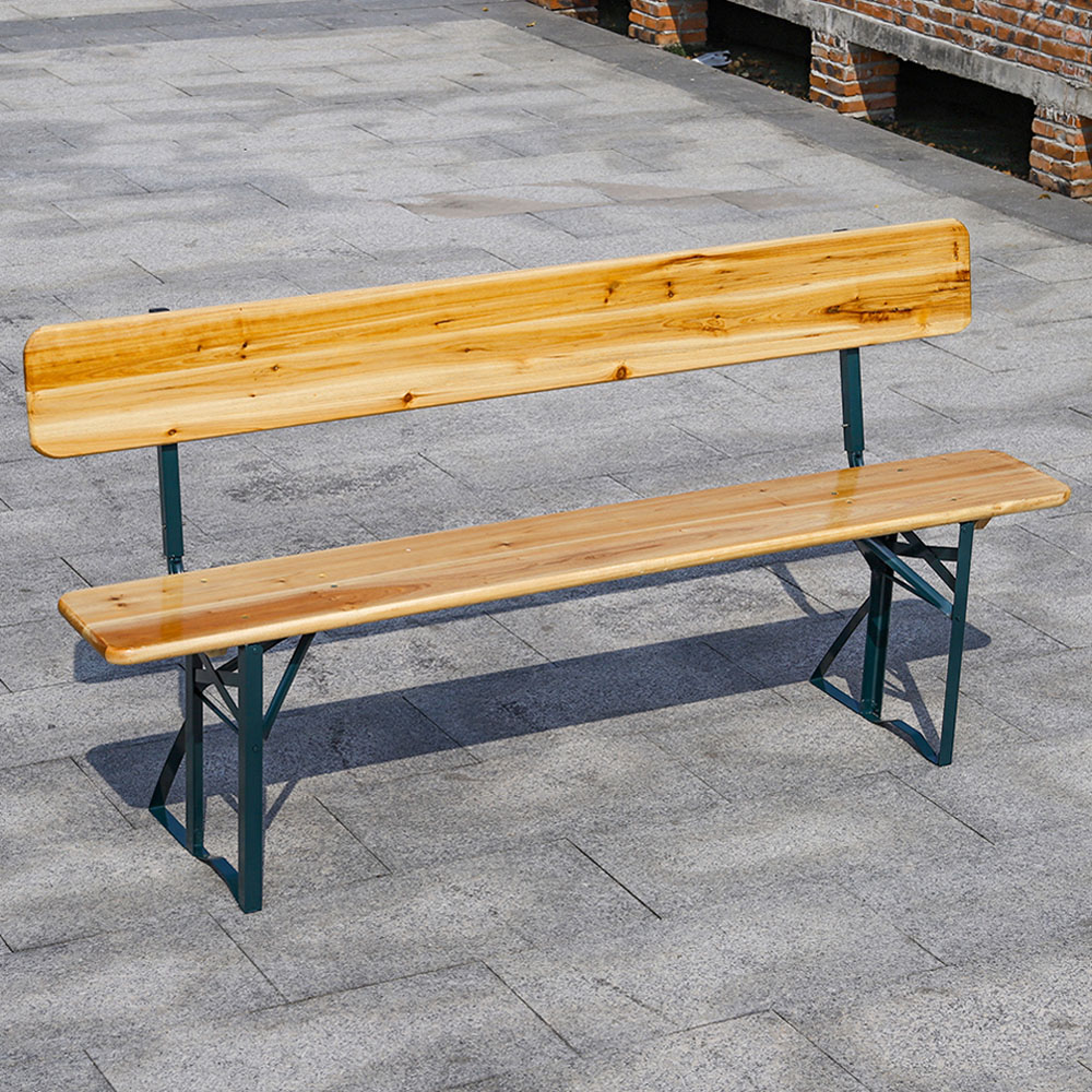 Living and Home Folding Wooden Outdoor Bench 2 Pack Image 1