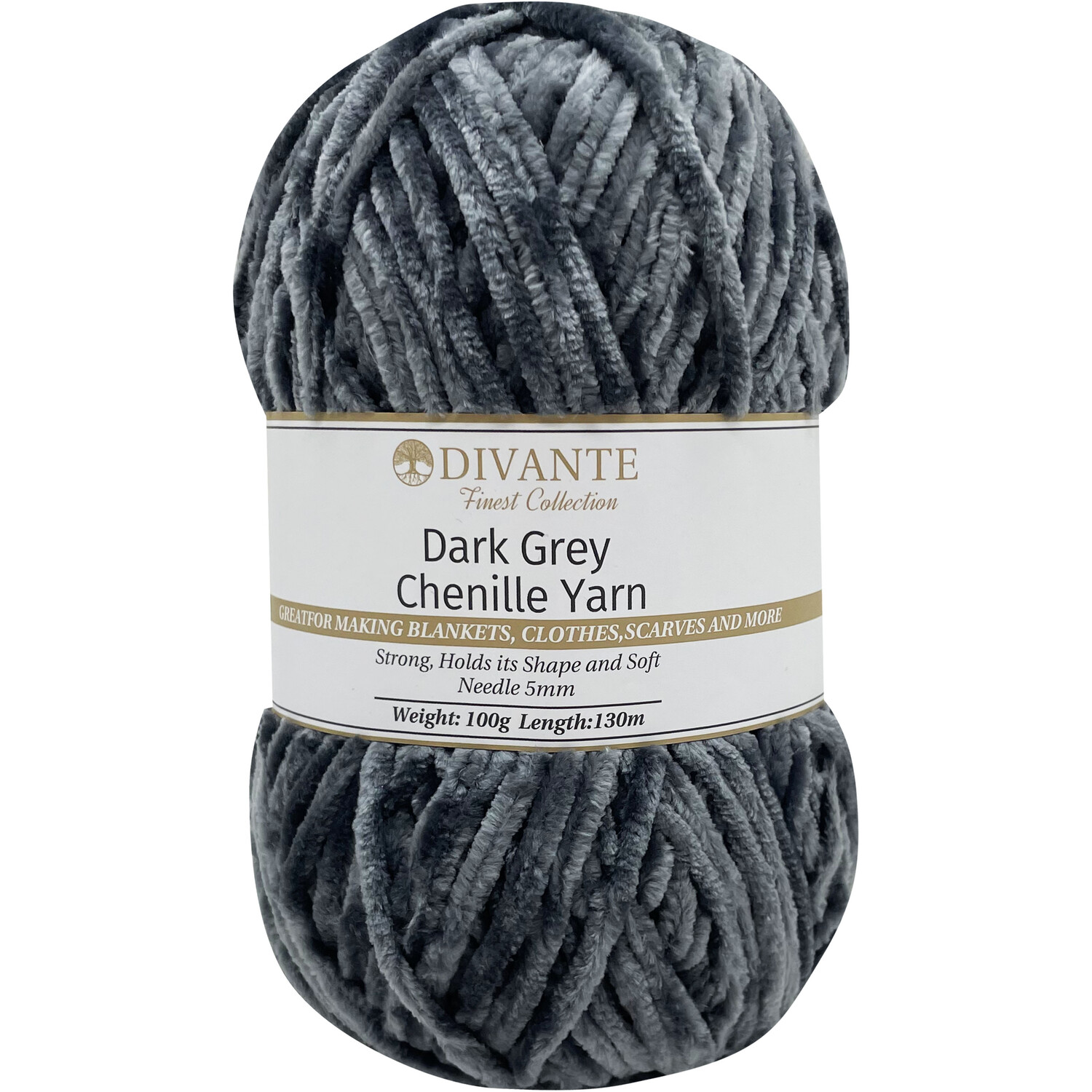 Chenille Yarn Dark Grey Image 1