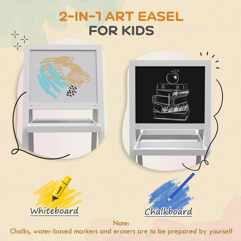 AIYAPLAY 2 in 1 Blue Kids Double Sided Easel with Storage Shelf Image 6