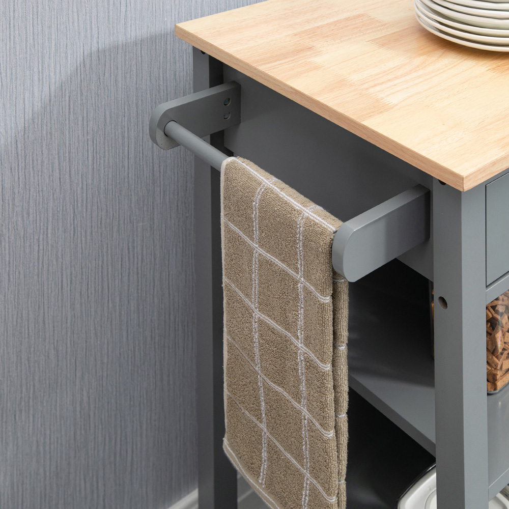 HOMCOM Single Drawer Single Door 3 Shelf Grey Kitchen Trolley Image 3