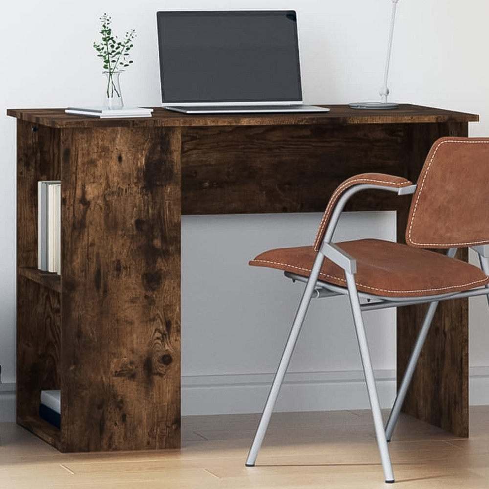 vidaXL 2 Shelf Study Desk Smoked Oak Image 1