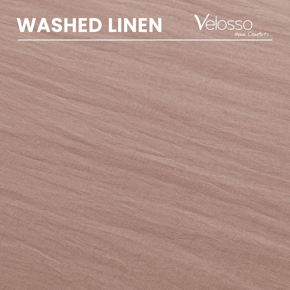 Velosso Washed Linen Look King Size Pink Duvet Set Image 4