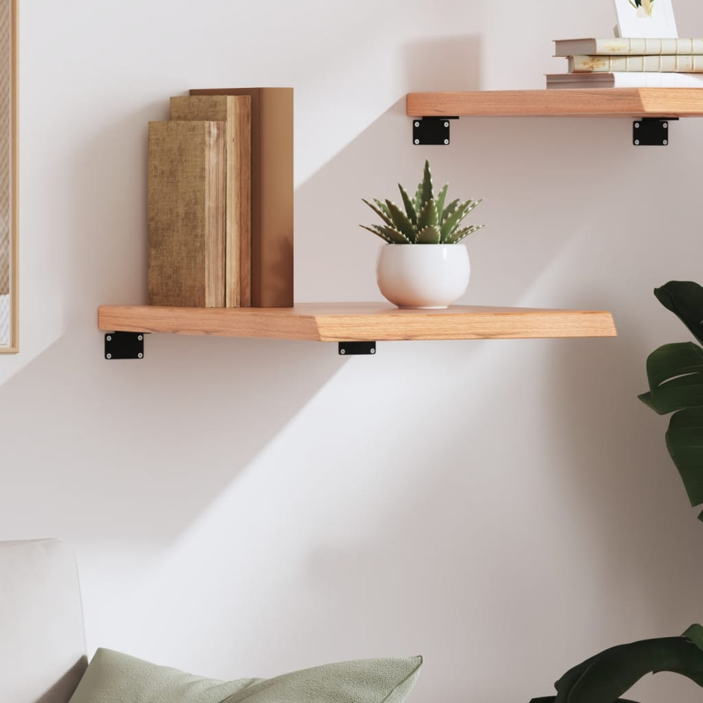 vidaXL 40 x 50 x 4cm Light Brown Treated Solid Wood Oak Wall Shelf Image 2