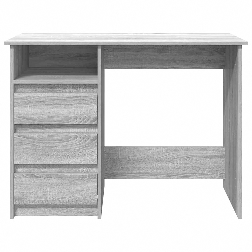 vidaXL 3 Drawer Single Shelf Computer Desk Grey Sonoma Image 4