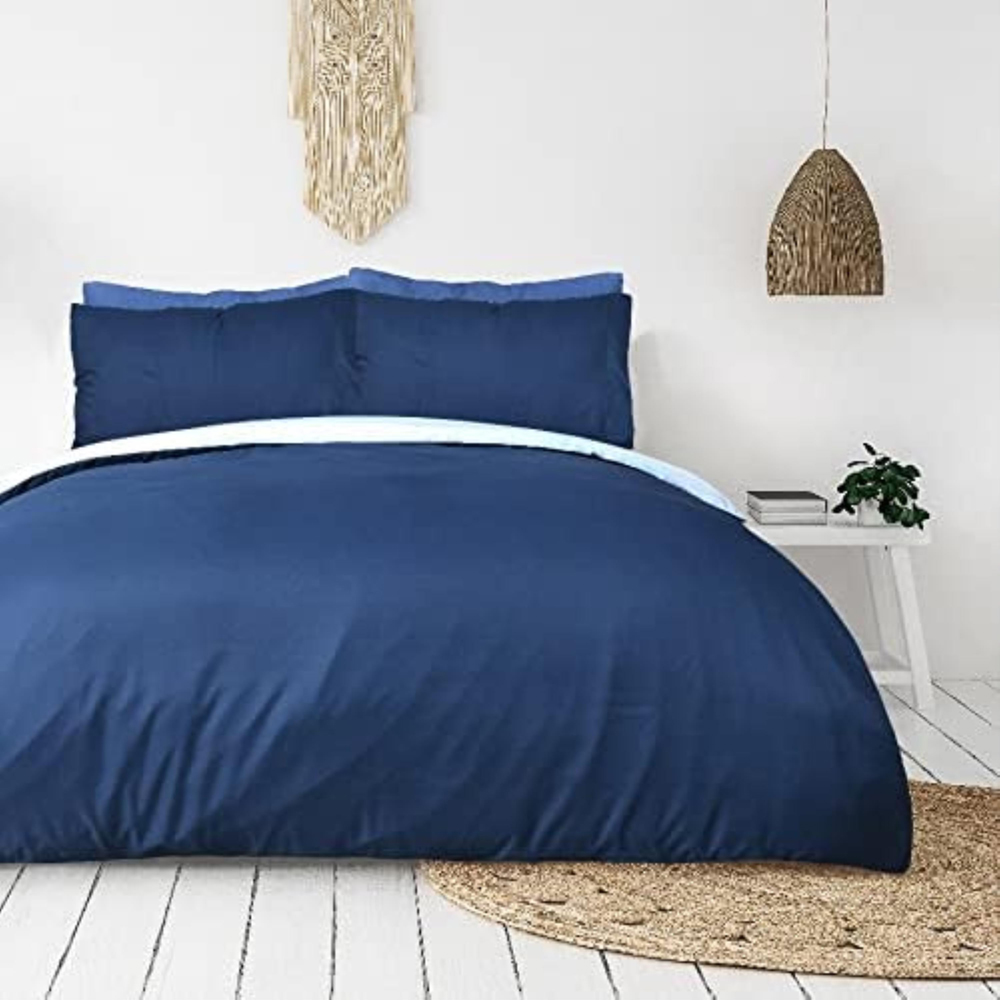 Smart Living King Size Blue Ribbed Velvet Duvet Cover Set Image 3