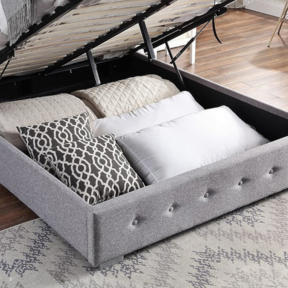 Home Treats Double Dark Grey Ottoman Bed with Mattress Image 6