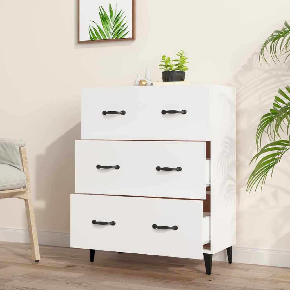 vidaXL 3 Drawer White Sideboard Image 7