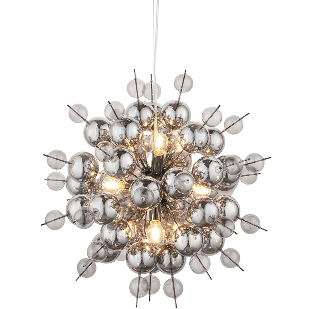 Merano Pavia Tinted Glass Black 9 Light Ceiling Pendant Image 4
