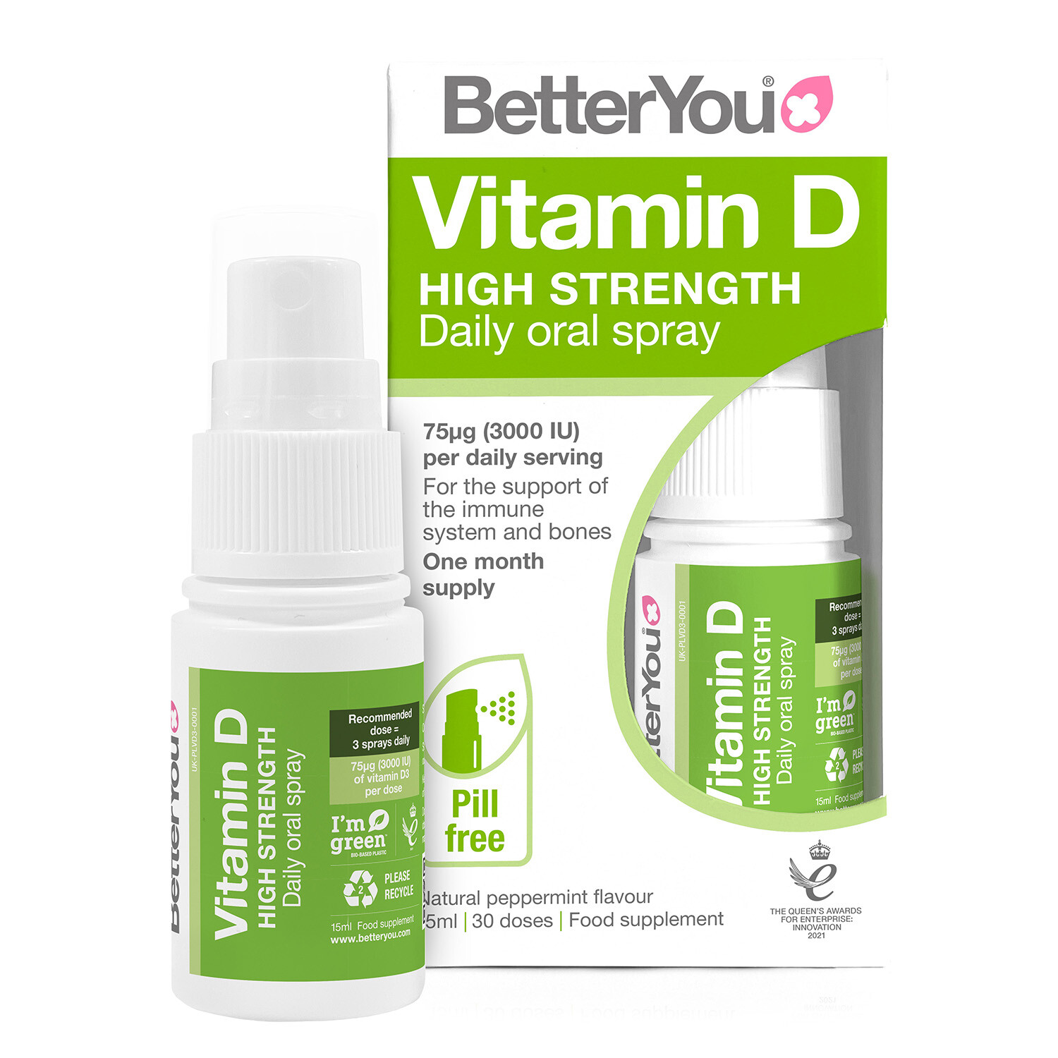 BetterYou Vitamin D High Strength Daily Oral Spray - Green Image
