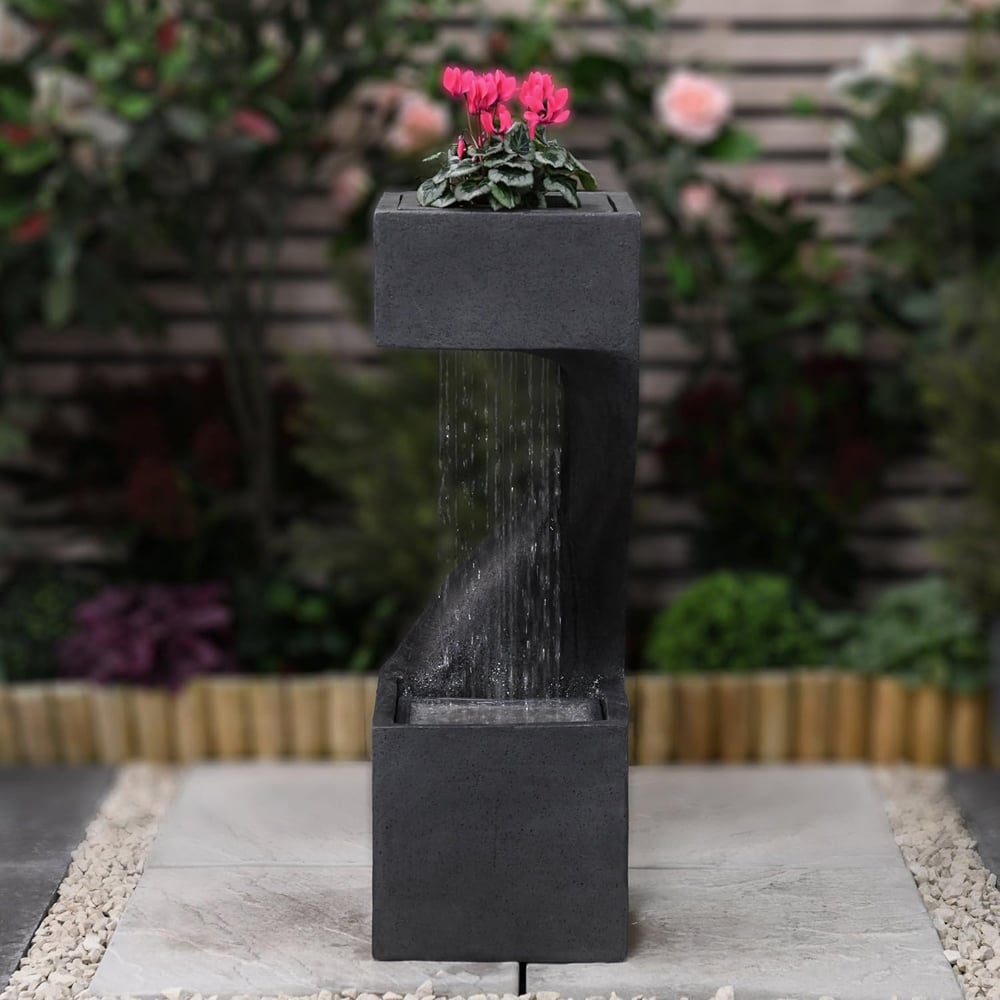 Garden Gear Spiral Square Rainfall LED Water Feature with Planter Image 4