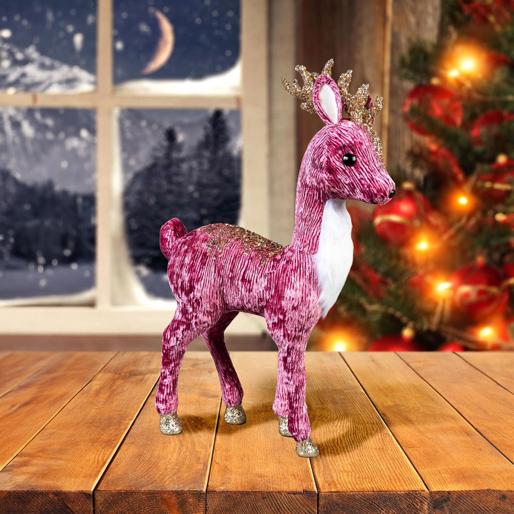 Shatchi Burgundy Reindeer Christmas Decoration 52cm Image 2
