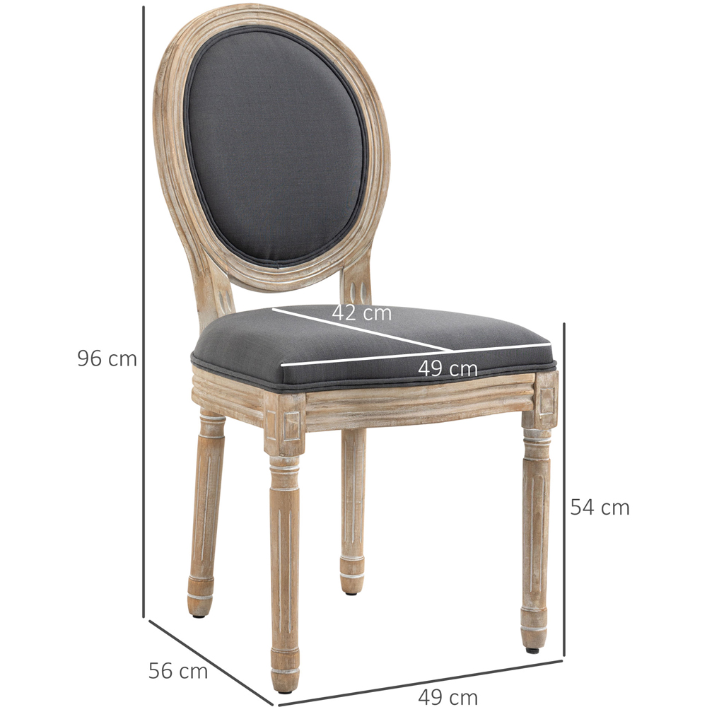 HOMCOM Set of 2 Grey Linen Upholstered French Style Dining Chair Image 9