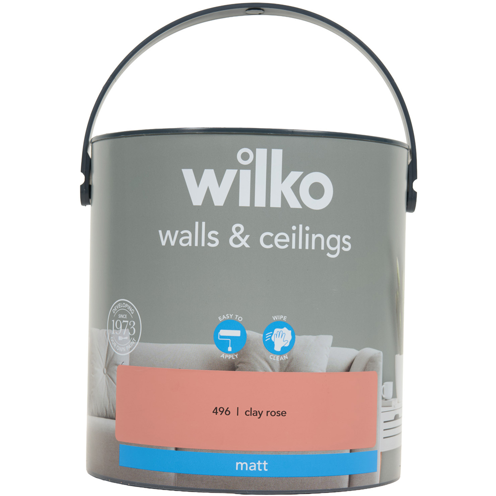 wilko Walls and Ceilings Matt Emulsion Paint Clay Rose Image 4
