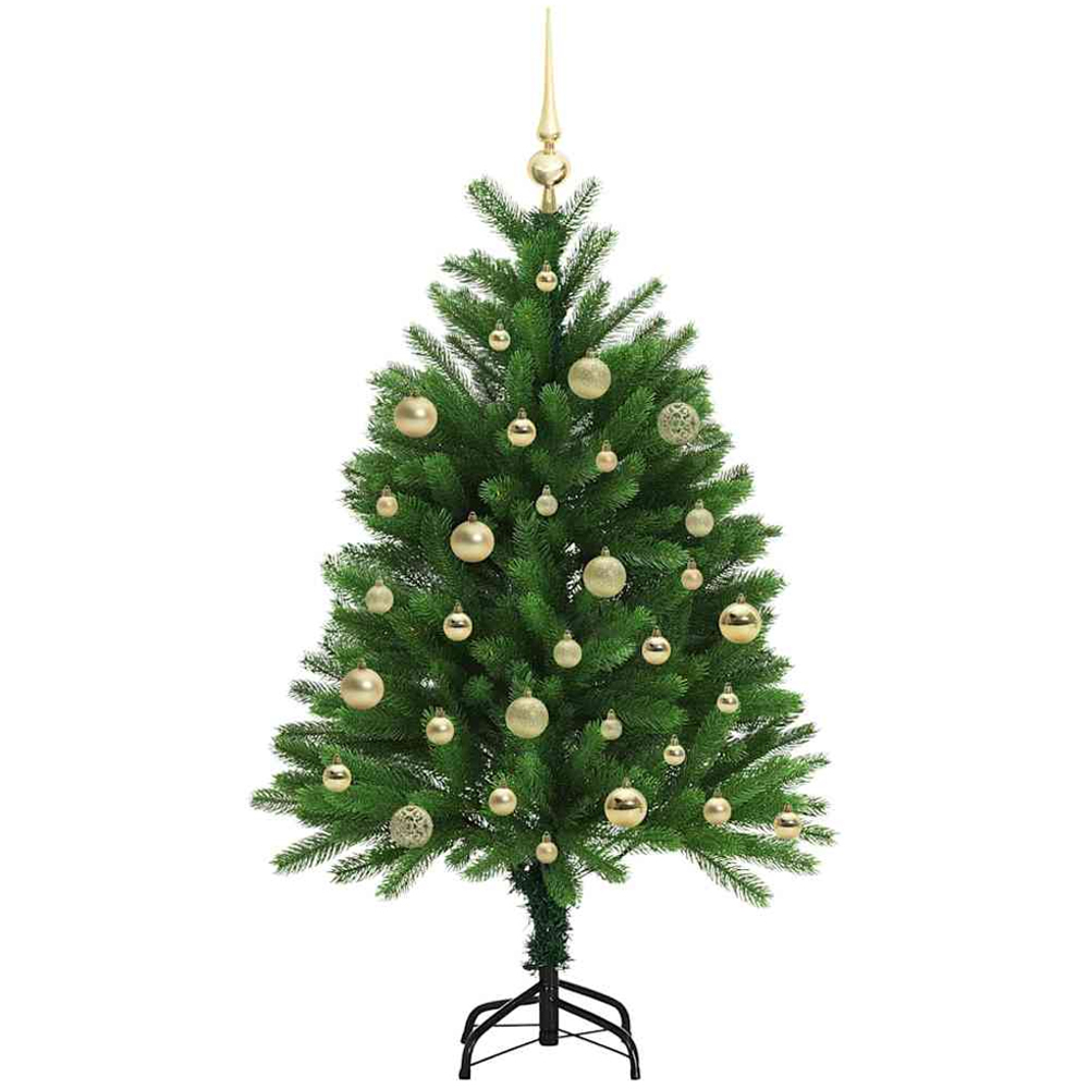 vidaXL Pre-Lit Gold Baubles Green Artificial Christmas Tree 4ft Image 4