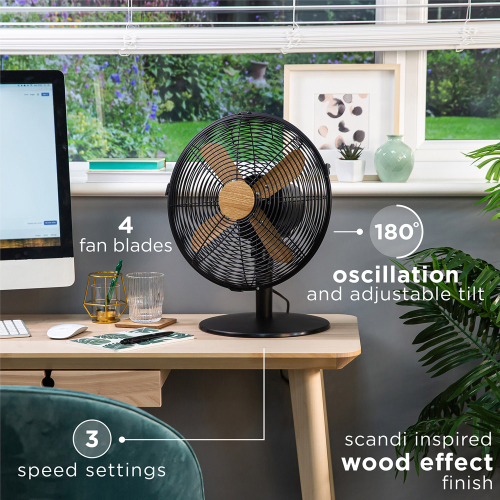 Russell Hobbs Black Scandi Desk Fan 12 inch Image 7
