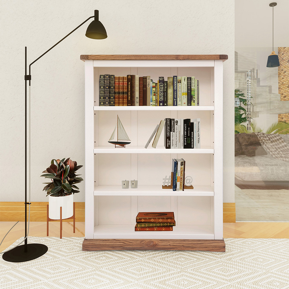 Tropea 4 Shelf Off White Wide Bookcase Image 8
